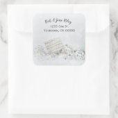 kerstmuziek en siervoorwerpen in sneeuw voor de mo vierkante sticker (Tas)