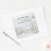 kerstmuziek en siervoorwerpen in sneeuw voor de mo vierkante sticker (Envelop)