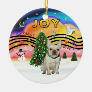 Kerstmuziek - Franse Bulldog (fawn) Keramisch Ornament