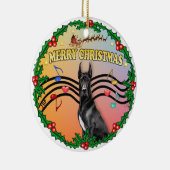 Kerstmuziek (gr) - Zwarte Dog Keramisch Ornament (Rechts)