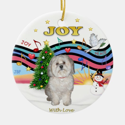 Kerstmuziek - Havanese (F) Keramisch Ornament (Voorkant)