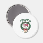 Kerstmuziek Is Jam Pot Dennengroen Krans Hoofdtele Magneet (Voorkant / Achterkant)