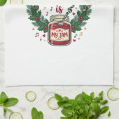 Kerstmuziek Is Jam Pot Dennengroen Krans Hoofdtele Theedoek (Gevouwen)
