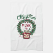 Kerstmuziek Is Jam Pot Dennengroen Krans Hoofdtele Theedoek (Verticaal)