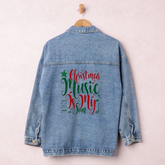 Kerstmuziek is mijn jam denim jacket (Hangar)
