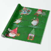 Kerstmuziek met Cute Gnomes Cadeaupapier (Uitgerold)