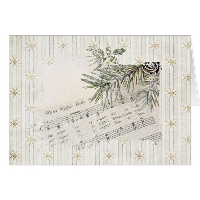 Kerstmuziek met gouden sneeuwvlokken (Voorkant Horizontaal)