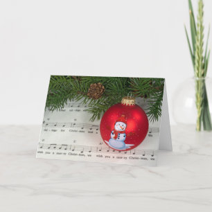 Kerstmuziek met Snowman Ornament Feestdagen Kaart