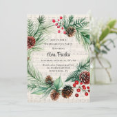 Kerstmuziek Red Berry Krans Bachelorette Kaart (Staand voorkant)