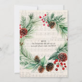 Kerstmuziek Red Berry Krans Bachelorette Kaart (Achterkant)