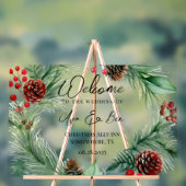 Kerstmuziek Rode Berry Krans Trouwen Acryl Bord (Neutraal)