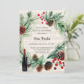 Kerstmuziek Rode Beskrans Brunch en Bubbelwijn Kaart (Staand voorkant)