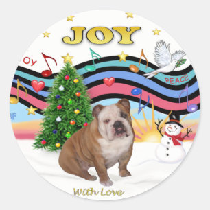 Kerstmuziek (RP) - English Bulldog 1 Ronde Sticker