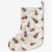 Kerstmuziek Violins Gold Musical Notes Name Kleine Kerstsok (Achterkant)