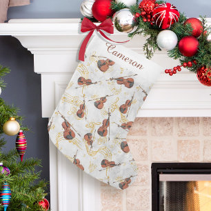Kerstmuziek Violins Gold Musical Notes Name Kleine Kerstsok