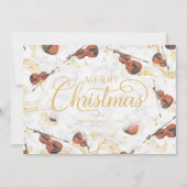 Kerstmuziek Viool Elegant Script Feestdagenkaart (Voorkant)
