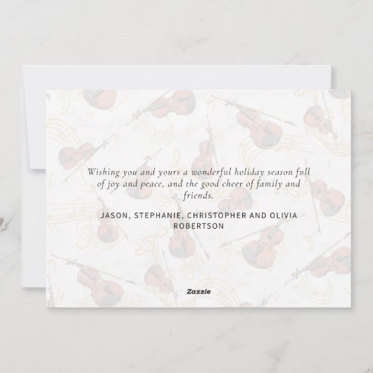 Kerstmuziek Viool Elegant Script Feestdagenkaart (Achterkant)