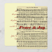Kerstmuziek Wenskaart met Vrede & Vreugde Feestdagenkaart (Voorkant / Achterkant)