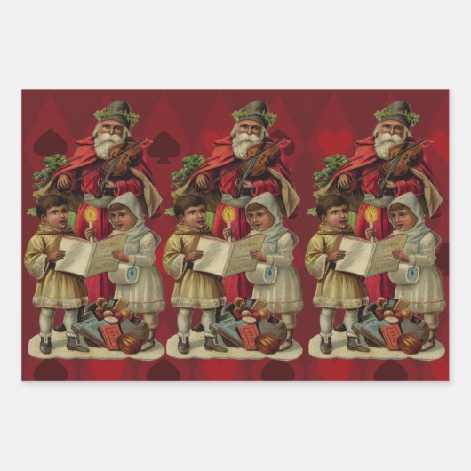  kerstmuziek zingen inpakpapier vel (Voorkant)