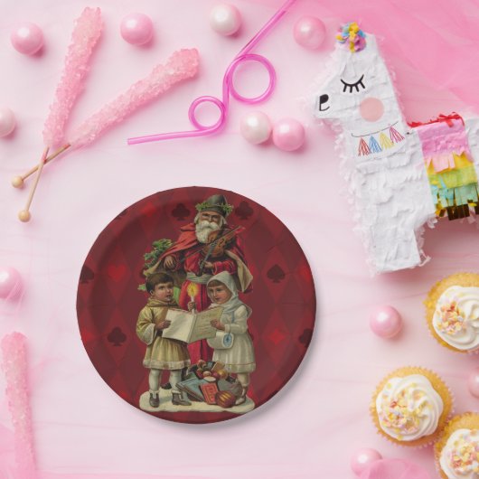  kerstmuziek zingen papieren bordje (Feest)