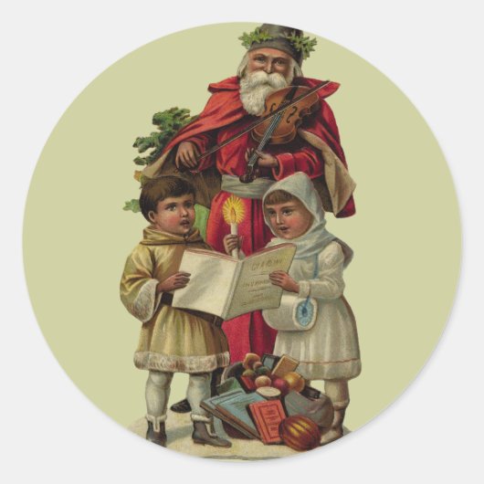kerstmuziek zingen ronde sticker (Voorkant)