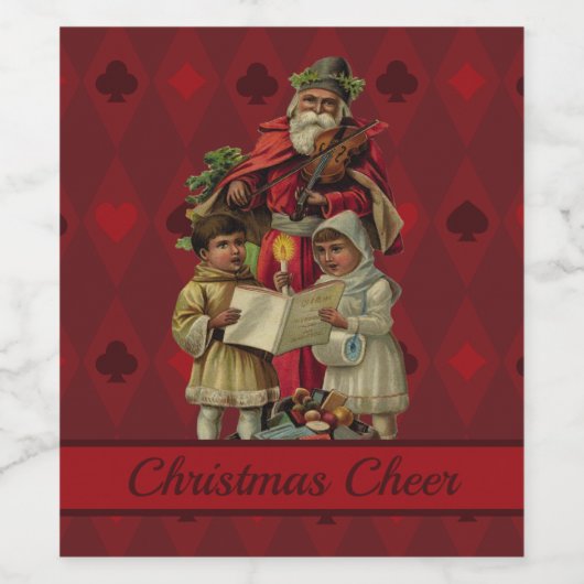 kerstmuziek zingen wijn etiket (Enkel label)