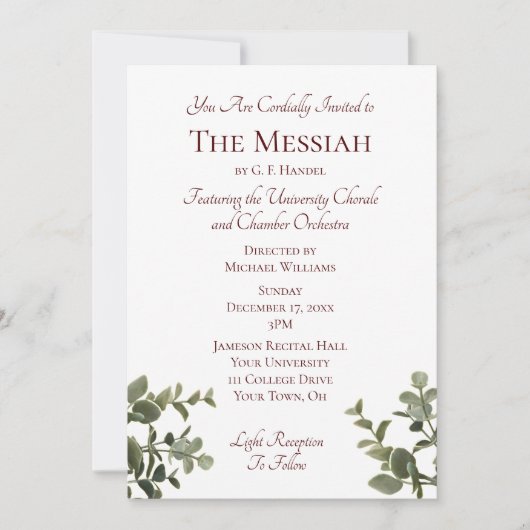 kerstmuziekconcert kaart (Voorkant)