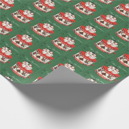 kerstmuziekdoos dansende Snowman Cadeaupapier (Hoek)