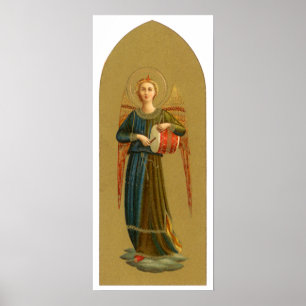 Kerstmuziekengel, vintage Renaissance Poster