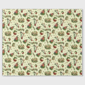 kerstmuziekinstrumenten feestpatroon cadeaupapier (Vlak)