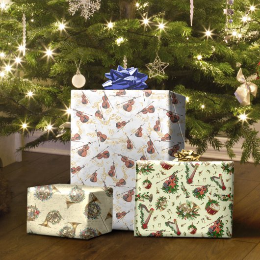 kerstmuziekinstrumenten Violin French Horn Inpakpapier Vel