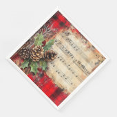 Kerstmuzieknoten en dennenappels Kerstmis Servet (Hoek)