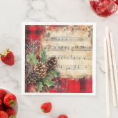 Kerstmuzieknoten en dennenappels Kerstmis Servet (Insitu)