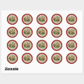 kerstMuzieknoten Franse Horn Red Ronde Sticker (Vel)