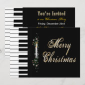 Kerstmuziekuitnodigingen - Piano - Musical Kaart (Voorkant / Achterkant)