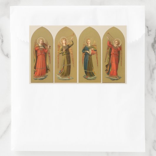 Kerstmuzikant Angels,  renaissance Rechthoekige Sticker (Tas)