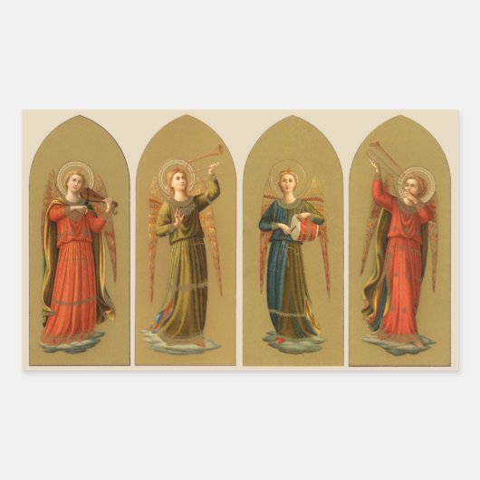 Kerstmuzikant Angels, renaissance Rechthoekige Sticker (Voorkant)