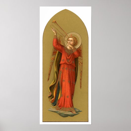 Kerstmuzikant Engel, Vintage Renaissance Poster (Voorkant)