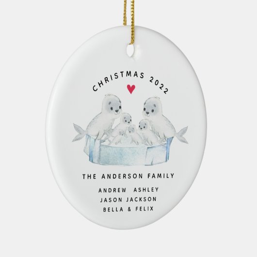 Kerstnaadfamilie van zes keramische siervoorwerpen keramisch ornament (Rechts)