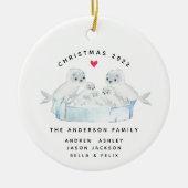 Kerstnaadfamilie van zes keramische siervoorwerpen keramisch ornament (Voorkant)