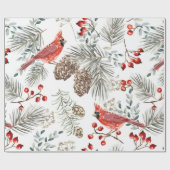 Kerstnaadloos patroon, kardinaalvogels, rood cadeaupapier (Vlak)