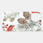 Kerstnaadloos patroon, kardinaalvogels, rood Case-Mate iPhone case (Achterkant (horizontaal))
