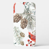 Kerstnaadloos patroon, kardinaalvogels, rood Case-Mate iPhone case (Achterkant)