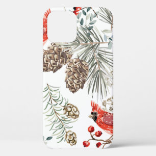 Kerstnaadloos patroon, kardinaalvogels, rood Case-Mate iPhone case