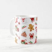 Kerstnaadloos patroon koffiemok (Voorkant links)
