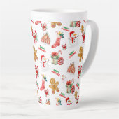 Kerstnaadloos patroon latte mok (Rechterhoek)