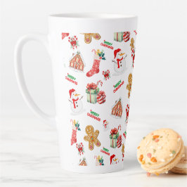 Kerstnaadloos patroon latte mok