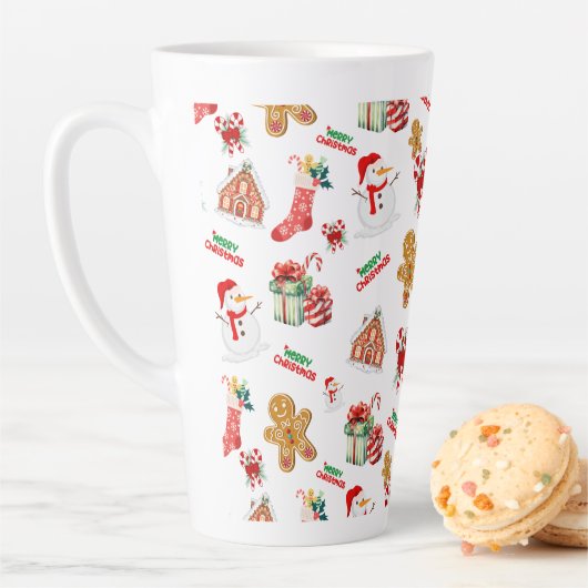 Kerstnaadloos patroon latte mok (In situ)