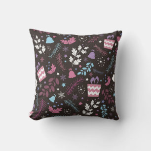 Kerstnaadloos patroon met boom, sneeuw, geschenk kussen