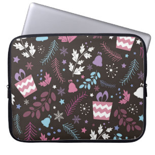 Kerstnaadloos patroon met boom, sneeuw, geschenk laptop sleeve
